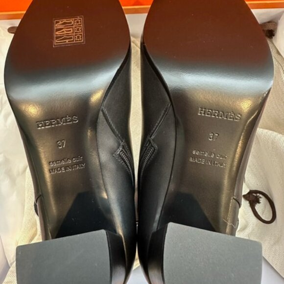 NIB HERMES Saint Germain Leather Women Ankle Boot Black BRAND NEW Size 37 EU - Picture 6 of 10